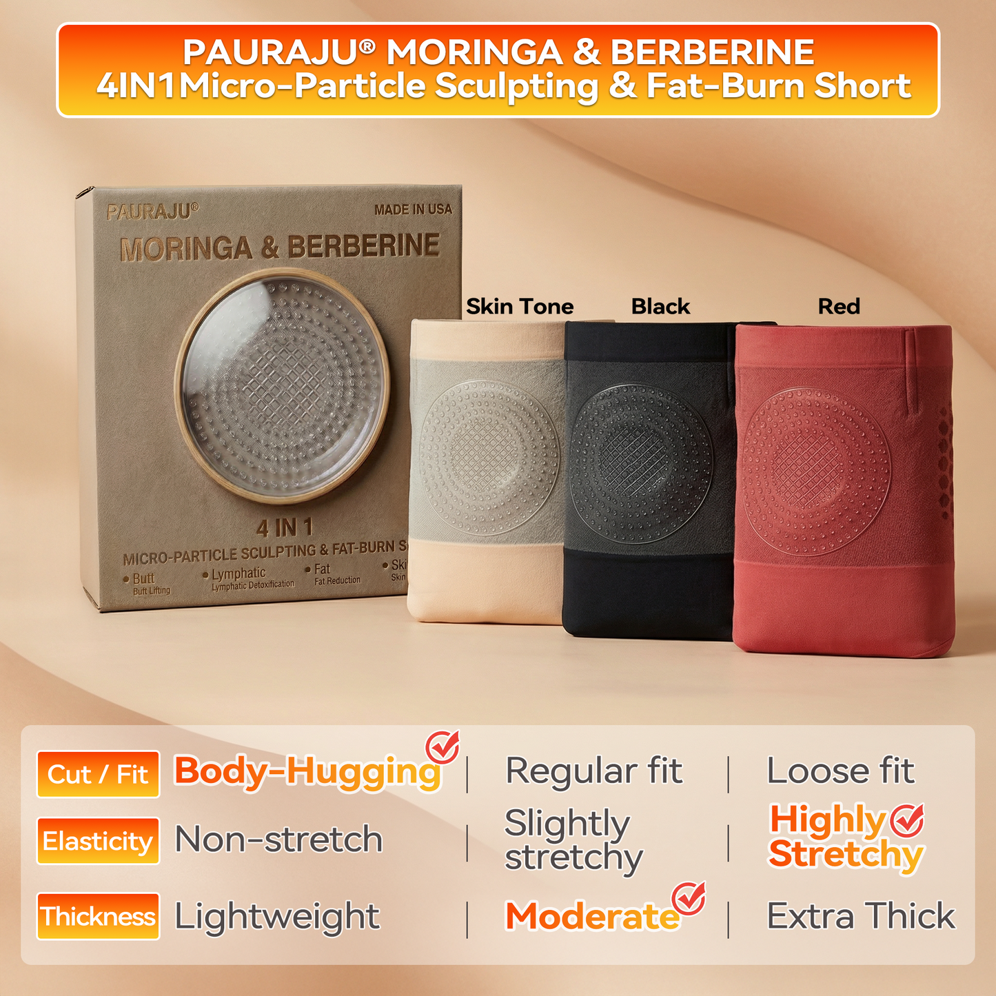 Boutique officielle de la marque 👙 PAURAJU® 2026 — Short sculptant et brûle-graisse 4-en-1 à micro-particules Moringa & Berbérine