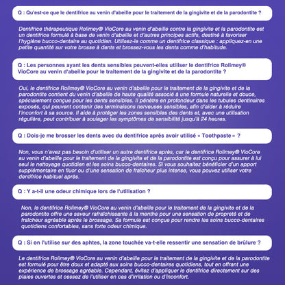 Dentifrice thérapeutique Rolimey® VioCore au venin d’abeille contre la gingivite et la parodontite