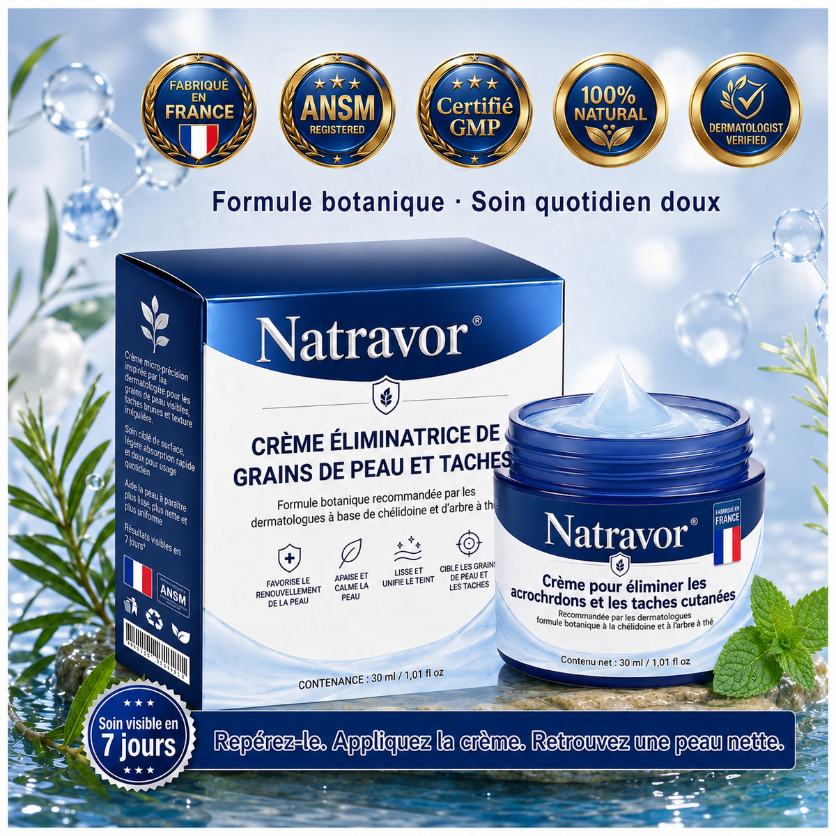 Natravor® 🪴 Crème Éliminatrice de Verrues et Taches Cutanées – 7 Jours (Formule Zéro Douleur, Zéro Cicatrice) 🪴